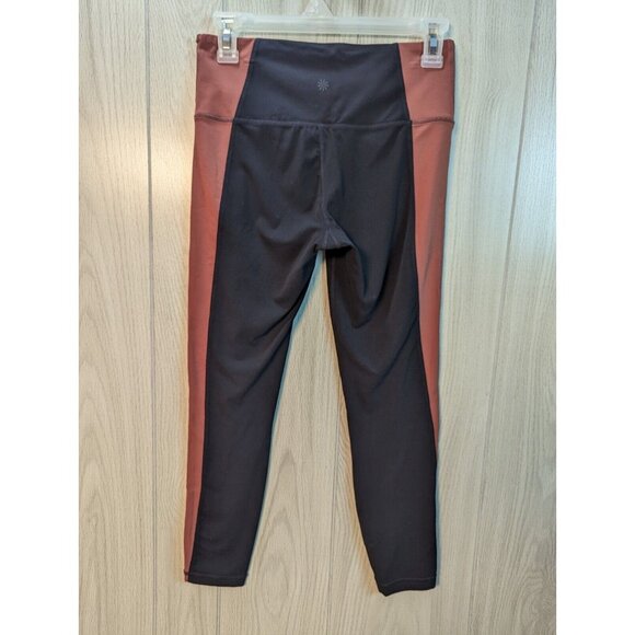 Athleta Salutation Colorblock Asym Powervita Leggings Size Small Copper Black - Picture 4 of 12